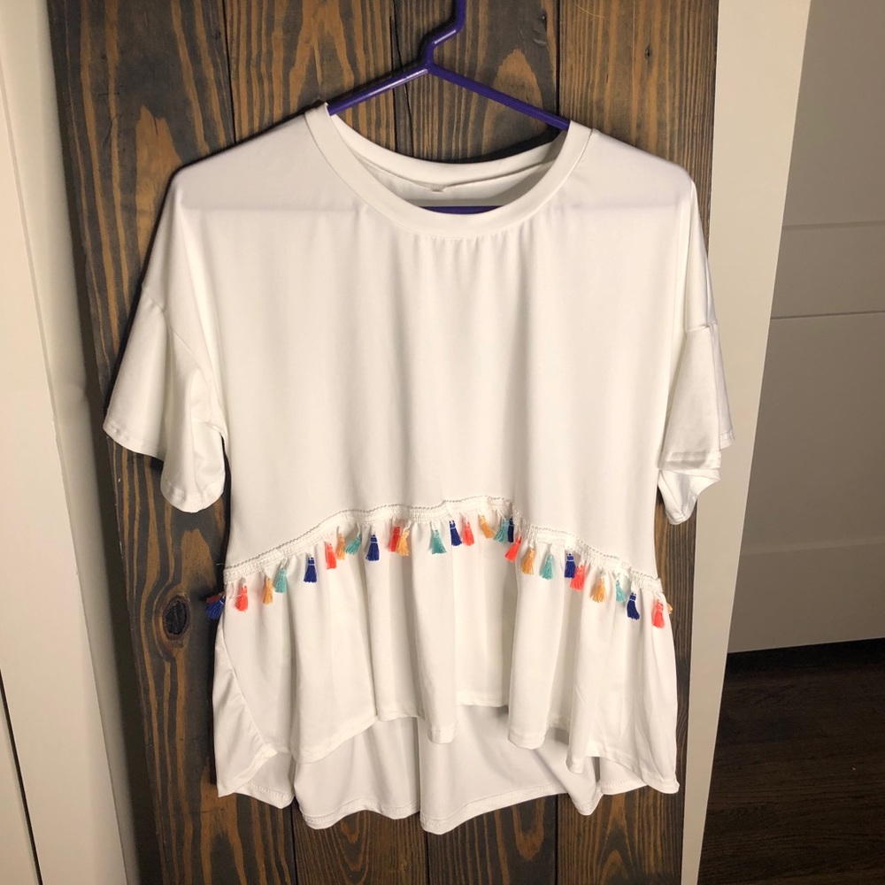 White peplum top